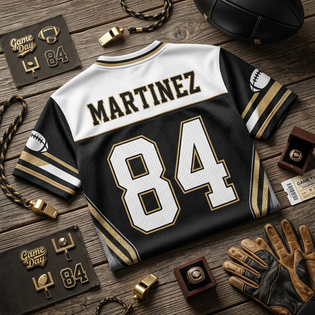 Personalized Game Day Football Jersey - Custom Name and Number Hybrid Mesh Fan Apparel for Men & Women