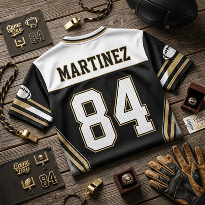 Personalized Game Day Football Jersey - Custom Name and Number Hybrid Mesh Fan Apparel for Men & Women