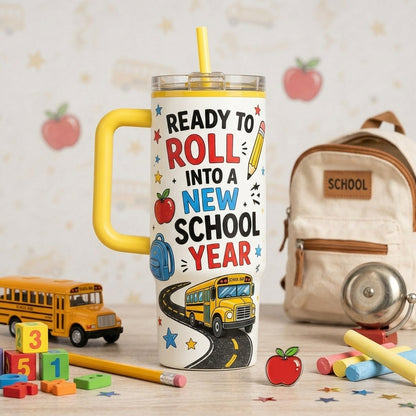 School Bus Driver 40oz Tumbler with Handle - Back to School Route Crew Appreciation Gift