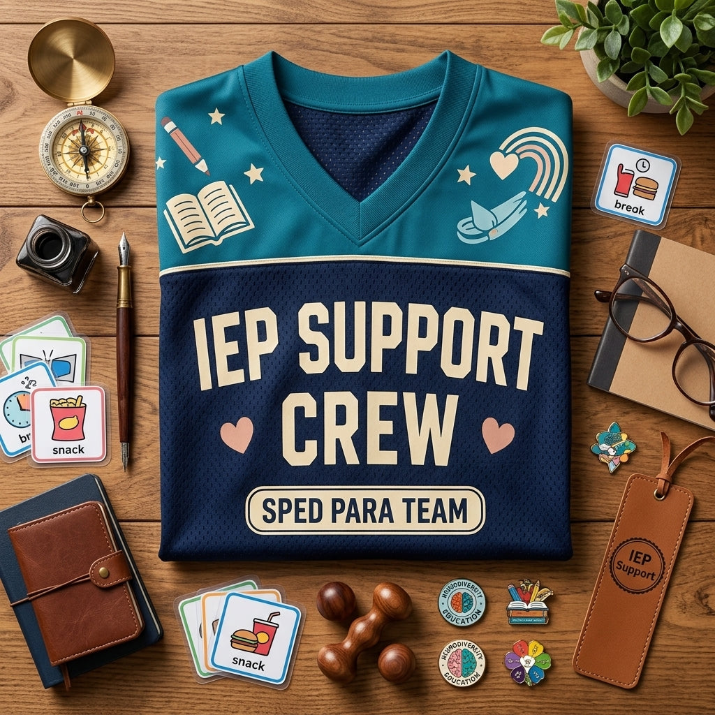 Personalized IEP Support Crew SPED Para Team Football Jersey - Custom Name & Number Teacher Gift - football jersey product view 4