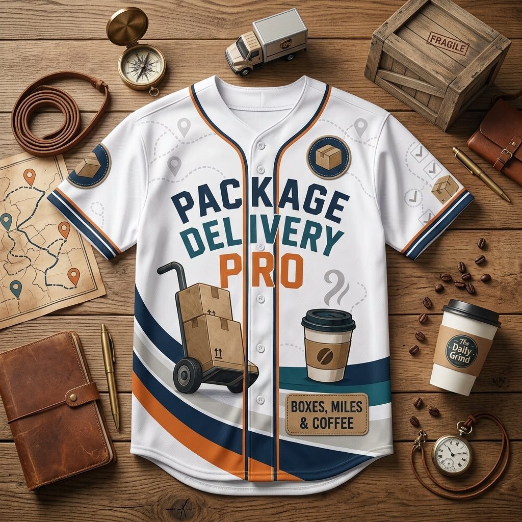 Personalized Package Delivery Pro Baseball Jersey - Custom Name Gift for Delivery Drivers & Postal Workers