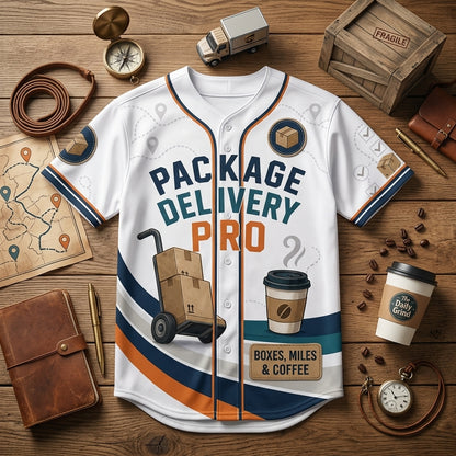 Personalized Package Delivery Pro Baseball Jersey - Custom Name Gift for Delivery Drivers & Postal Workers