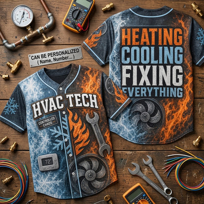 Personalized HVAC Technician Baseball Jersey - Heating Cooling Fixing Everything Custom Gift for HVAC Professionals