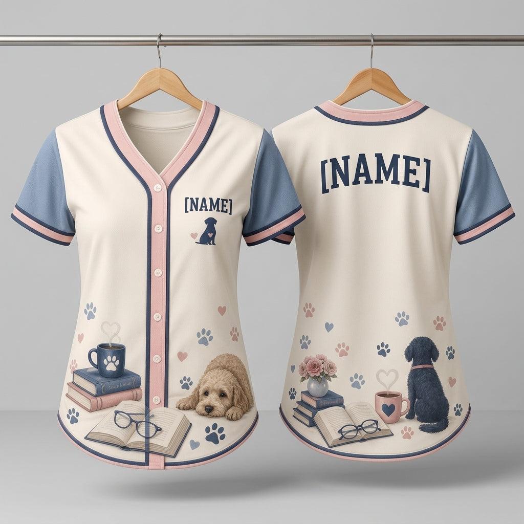 Personalized Dog Mom Baseball Jersey - Custom Name Poodle & Doodle Book Lover Shirt