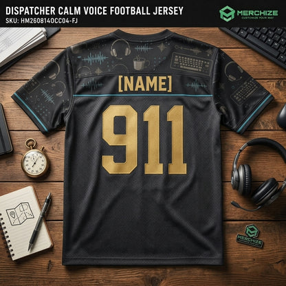 Personalized 911 Dispatcher Football Jersey - Custom Name Calm Voice in the Chaos Mesh Shirt - football jersey product view 5