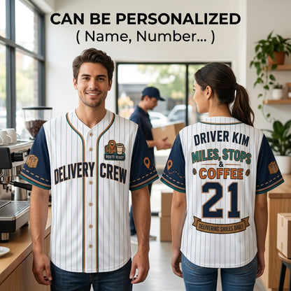 Personalized Delivery Driver Baseball Jersey - Custom Name & Number Logistics Crew Pinstripe Uniform