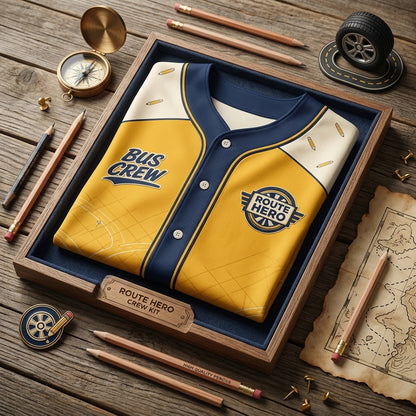 Personalized School Bus Driver Baseball Jersey - Custom Name Bus Crew Route Hero Appreciation Gift