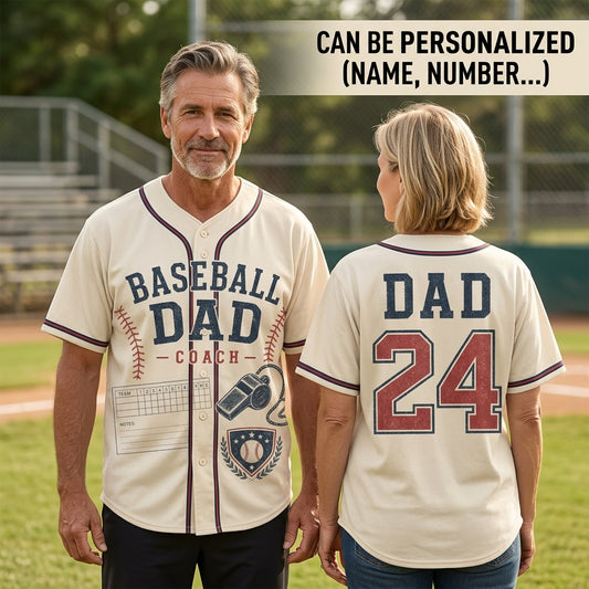 Personalized Baseball Dad Coach Jersey - Custom Name and Number Vintage Athletic Shirt for Men