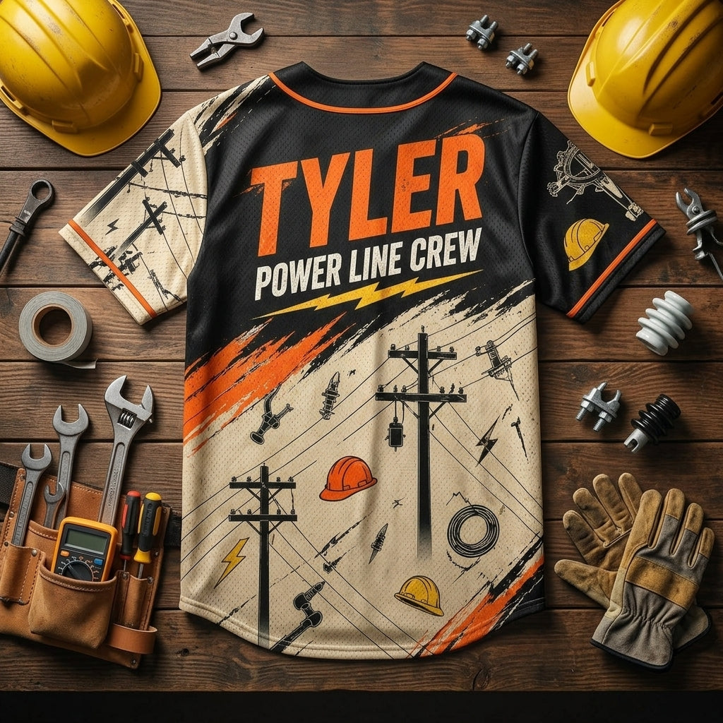 Personalized Lineman Power Line Crew Baseball Jersey - Custom Name Storm Ready Gift for Electrical Workers