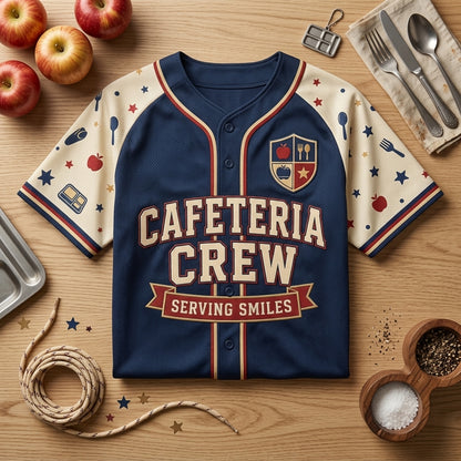 Personalized Cafeteria Crew Baseball Jersey - Custom Name and Number Gift for School Nutrition Staff