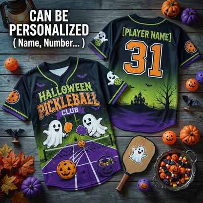 Personalized Halloween Pickleball Club Jersey - Custom Name & Number Baseball Shirt for Men and Women
