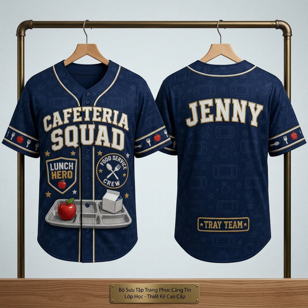 Personalized Cafeteria Squad Baseball Jersey - Custom Name Lunch Hero Food Service Gift for School Staff product view 3