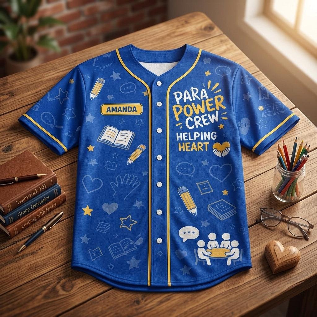 Personalized Para Power Crew Baseball Jersey - Custom Name Small Group Hero Gift for Teachers & Paraprofessionals