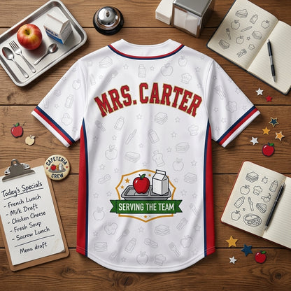 Personalized Lunch Hero Baseball Jersey - Custom Cafeteria Captain Uniform for School Staff Gift product view 5