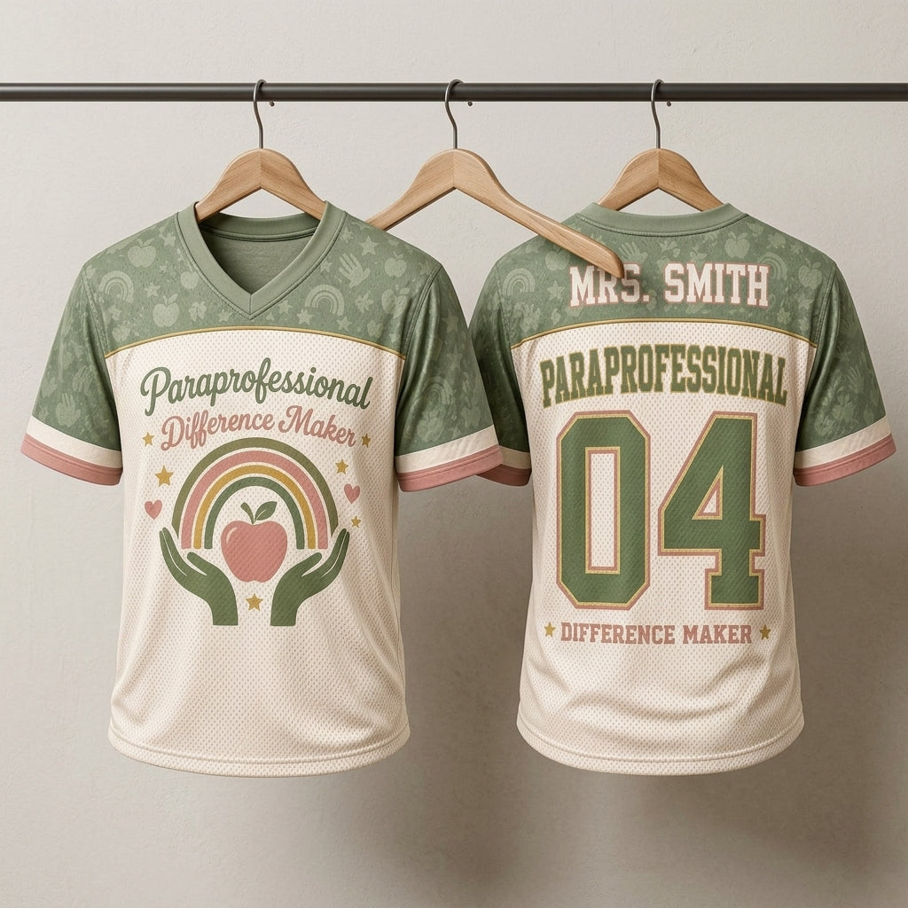Personalized Paraprofessional Difference Maker Football Jersey - Custom Name Teacher Assistant Gift