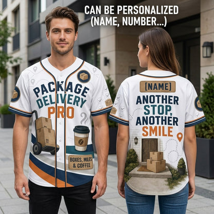 Personalized Package Delivery Pro Baseball Jersey - Custom Name Gift for Delivery Drivers & Postal Workers