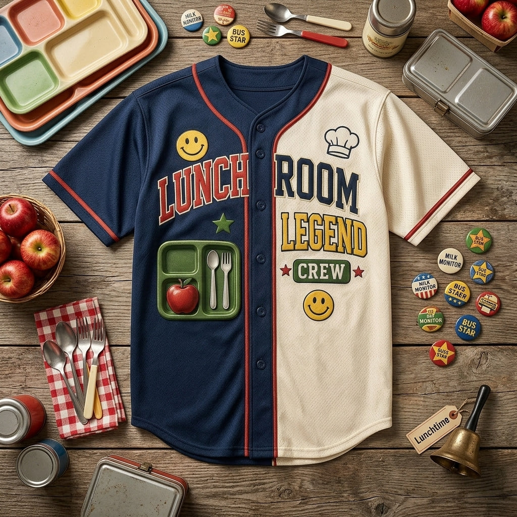 Personalized Lunch Room Legend Baseball Jersey - Custom Name School Cafeteria Staff Gift