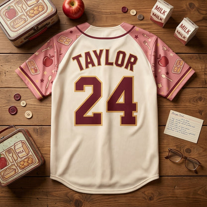 Personalized Lunch Lady Baseball Jersey - Custom Name and Number Serving Smiles School Cafeteria Staff Gift