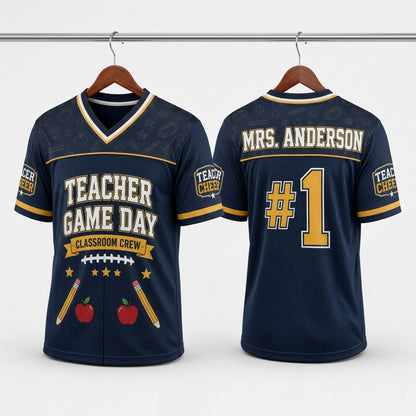 Personalized Teacher Game Day Football Jersey - Custom Name Classroom Crew School Spirit Shirt