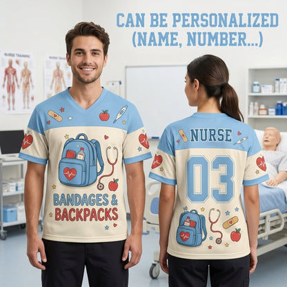 Personalized Nurse Football Jersey - Bandages and Backpacks Custom Name and Number Healthcare Apparel