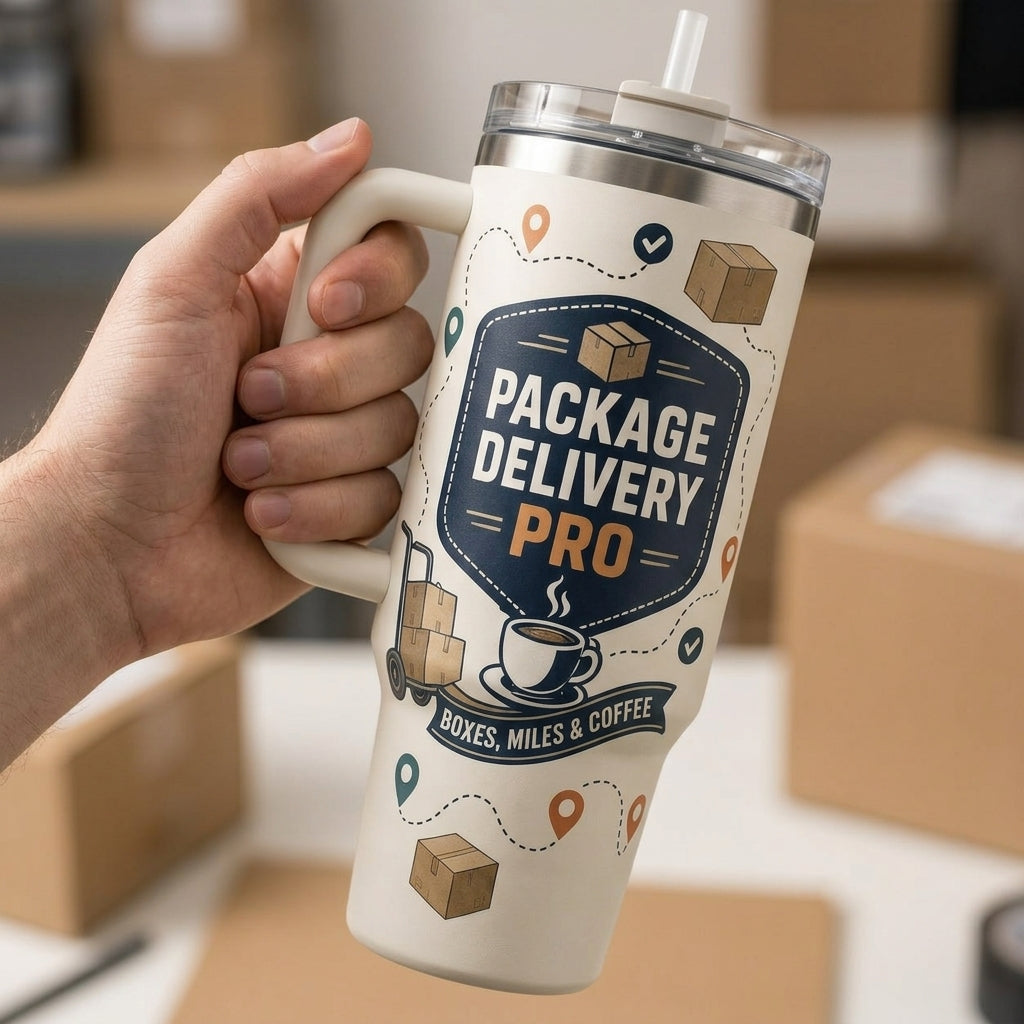 Personalized Package Delivery Pro 40oz Tumbler with Handle - Custom Name Gift for Mail Carriers