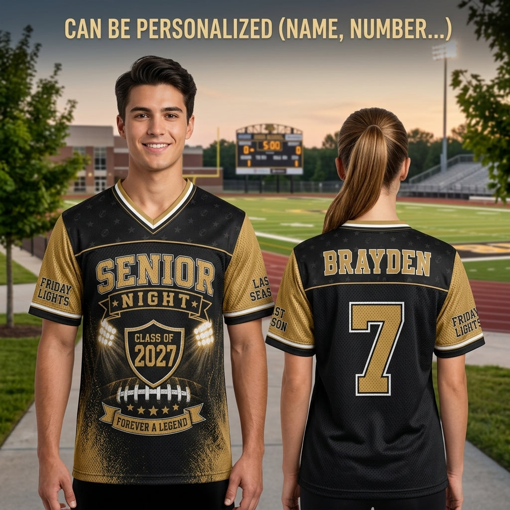 Personalized Senior Night Class of 2027 Football Jersey - Custom Name & Number Hybrid Mesh Sportswear