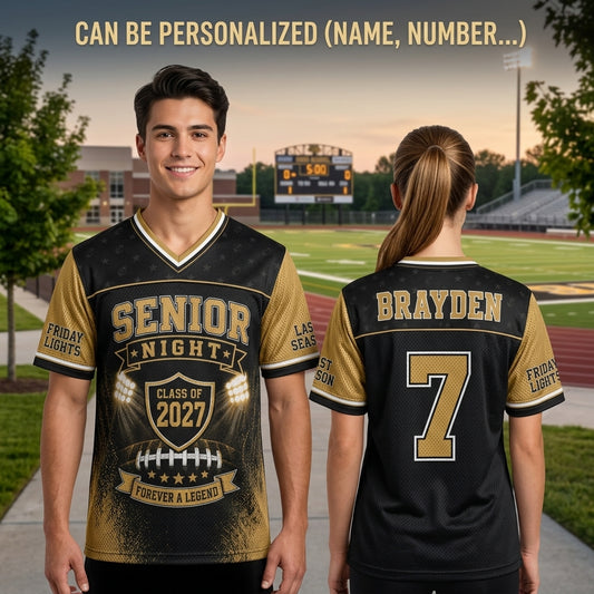 Personalized Senior Night Class of 2027 Football Jersey - Custom Name & Number Hybrid Mesh Sportswear