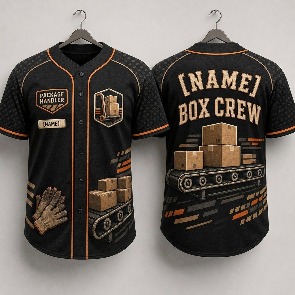 Personalized Package Handler Baseball Jersey - Custom Name Box Crew Delivery Worker Shirt - Gift for Logistics Professionals - baseball jersey product view 3