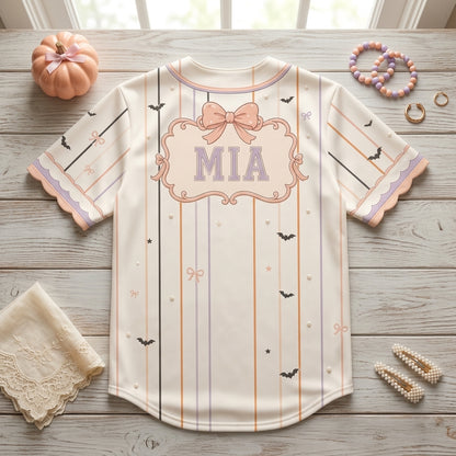 Personalized Duck Duck Boo Halloween Baseball Jersey - Custom Name Pink Coquette Aesthetic Jersey