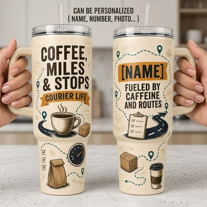 Personalized Delivery Driver 40oz Tumbler with Handle - Custom Name Courier Life Gift