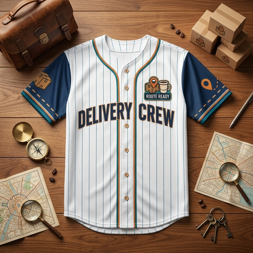 Personalized Delivery Driver Baseball Jersey - Custom Name & Number Logistics Crew Pinstripe Uniform