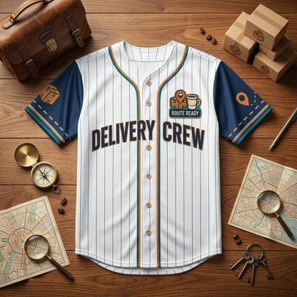 Personalized Delivery Driver Baseball Jersey - Custom Name & Number Logistics Crew Pinstripe Uniform