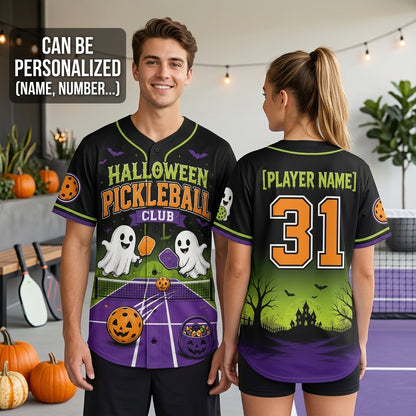 Personalized Halloween Pickleball Club Jersey - Custom Name & Number Baseball Shirt for Men and Women product view 2