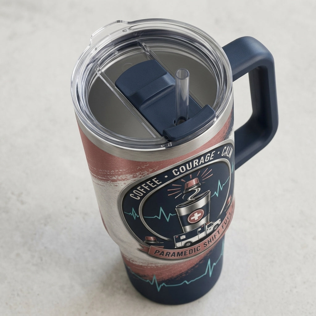 Personalized Paramedic Shift Fuel 40oz Tumbler with Handle, Custom Name EMT Gift for First Responders product view 5