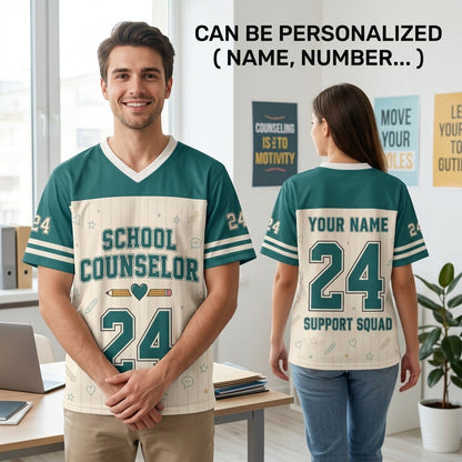 Personalized School Counselor Support Squad Mesh Football Jersey - Custom Name & Number Educator Apparel