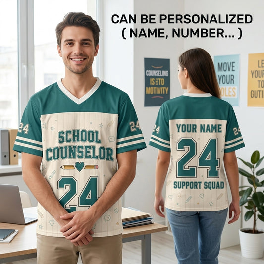 Personalized School Counselor Support Squad Mesh Football Jersey - Custom Name & Number Educator Apparel
