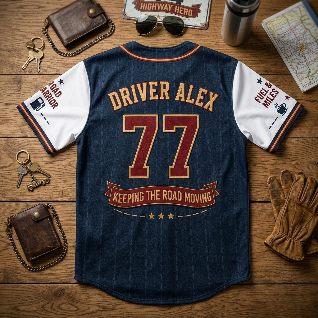 Personalized Highway Hero Crew Baseball Jersey - Custom Name & Number Trucker Road Warrior Shirt