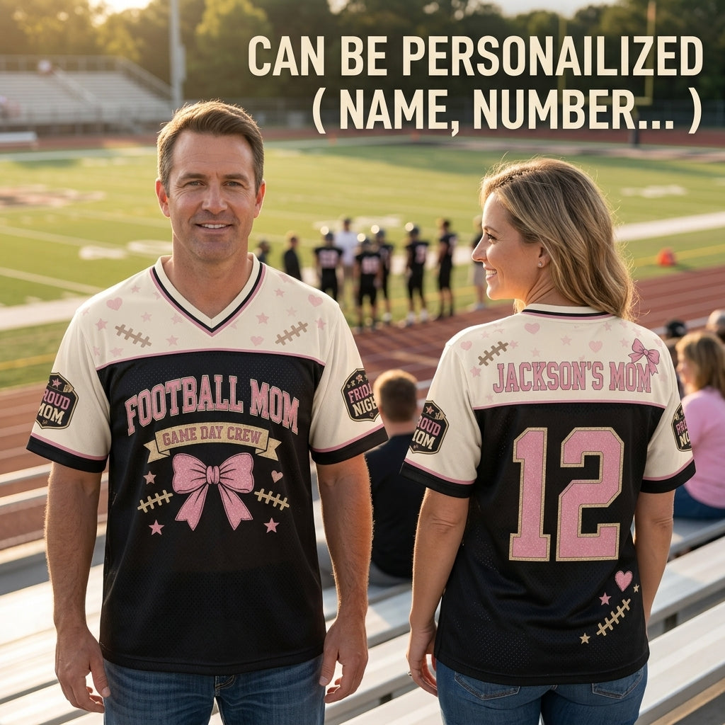Personalized Football Mom Jersey Custom Name and Number Game Day Crew Mesh Shirt for Women