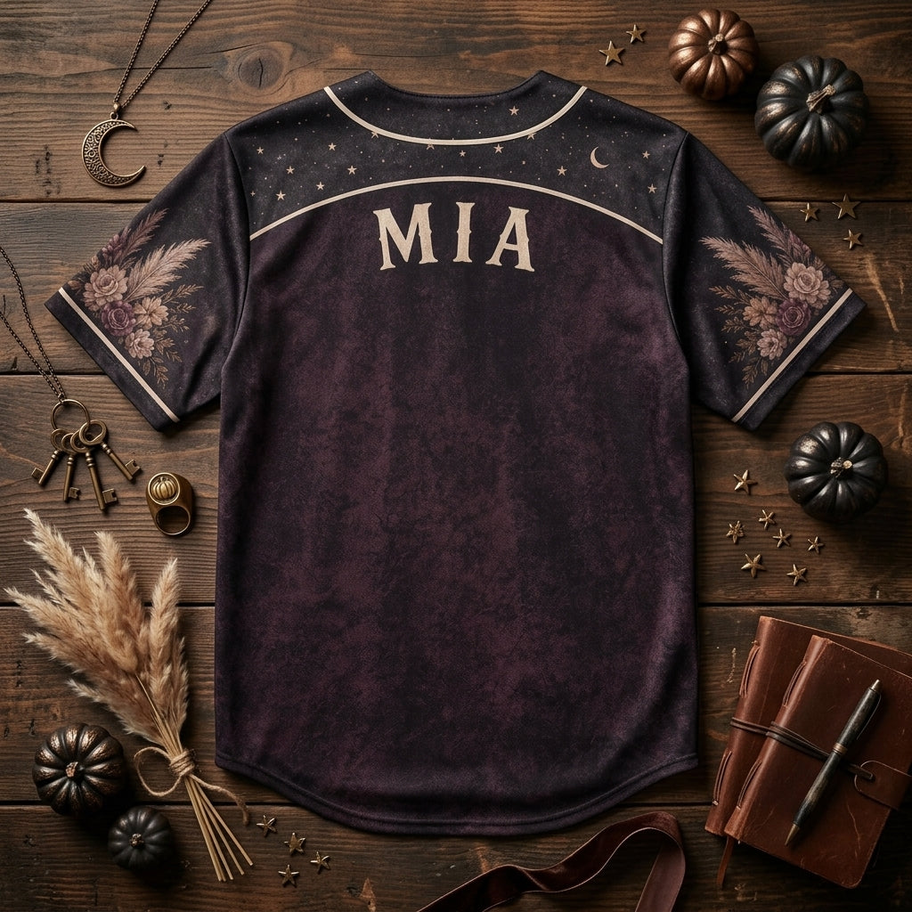 Personalized Moonlit Pumpkin Baseball Jersey - Custom Name Moody Floral Autumn Celestial Sporty Shirt
