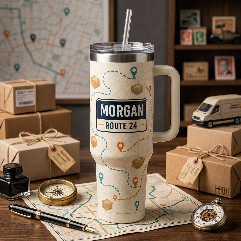 Personalized Route Crew Legend 40oz Tumbler with Handle - Custom Delivery Driver Gift