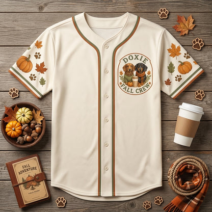 Personalized Pumpkin Spice Dachshund Baseball Jersey - Custom Doxie Mom Fall Crew Shirt