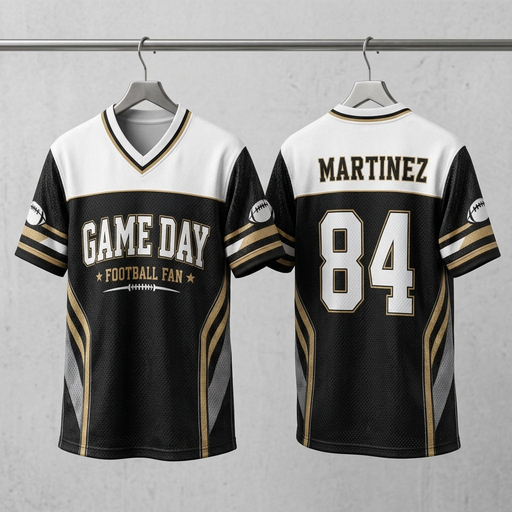 Personalized Game Day Football Jersey - Custom Name and Number Hybrid Mesh Fan Apparel for Men & Women