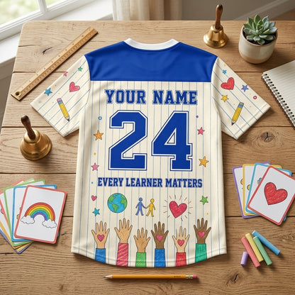 Personalized Special Ed Team Mesh Football Jersey - Custom Name & Number Teacher Gift - Every Learner Matters
