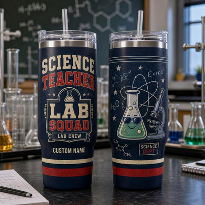 Personalized Science Teacher Lab Squad 40oz Tumbler with Handle - Custom Name Chemistry Teacher Gift