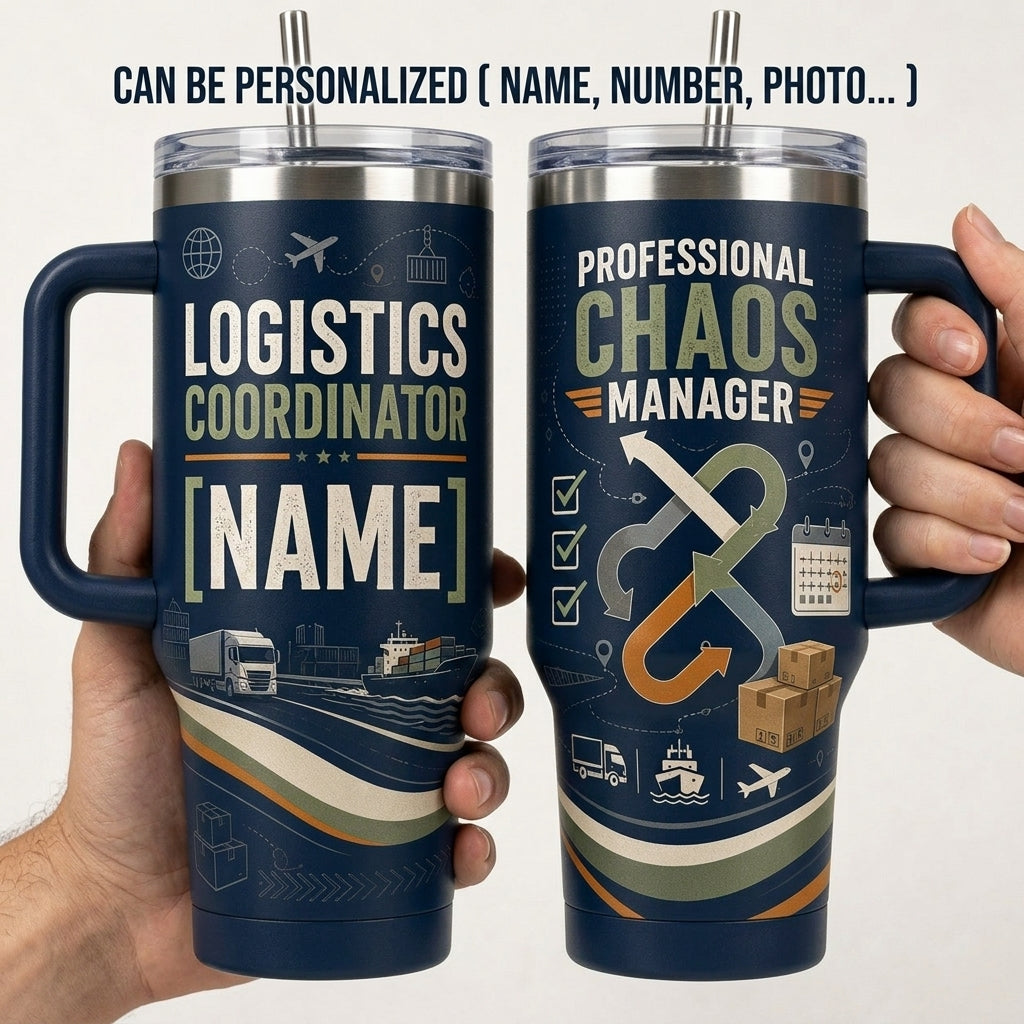 Personalized Logistics Coordinator 40oz Tumbler with Handle - Custom Professional Chaos Manager Gift