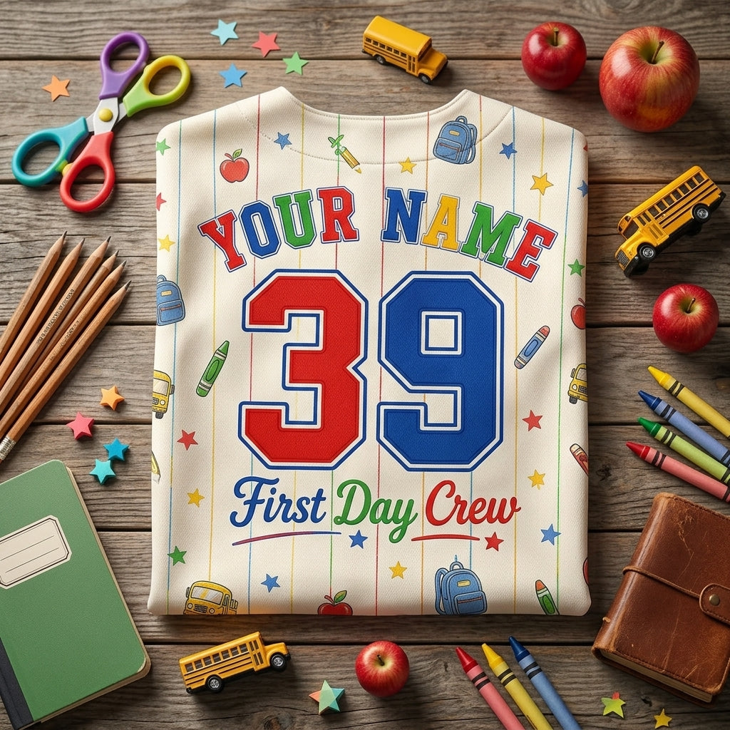 Personalized Kindergarten Class of 2039 Baseball Jersey - Custom Name First Day Crew School Shirt