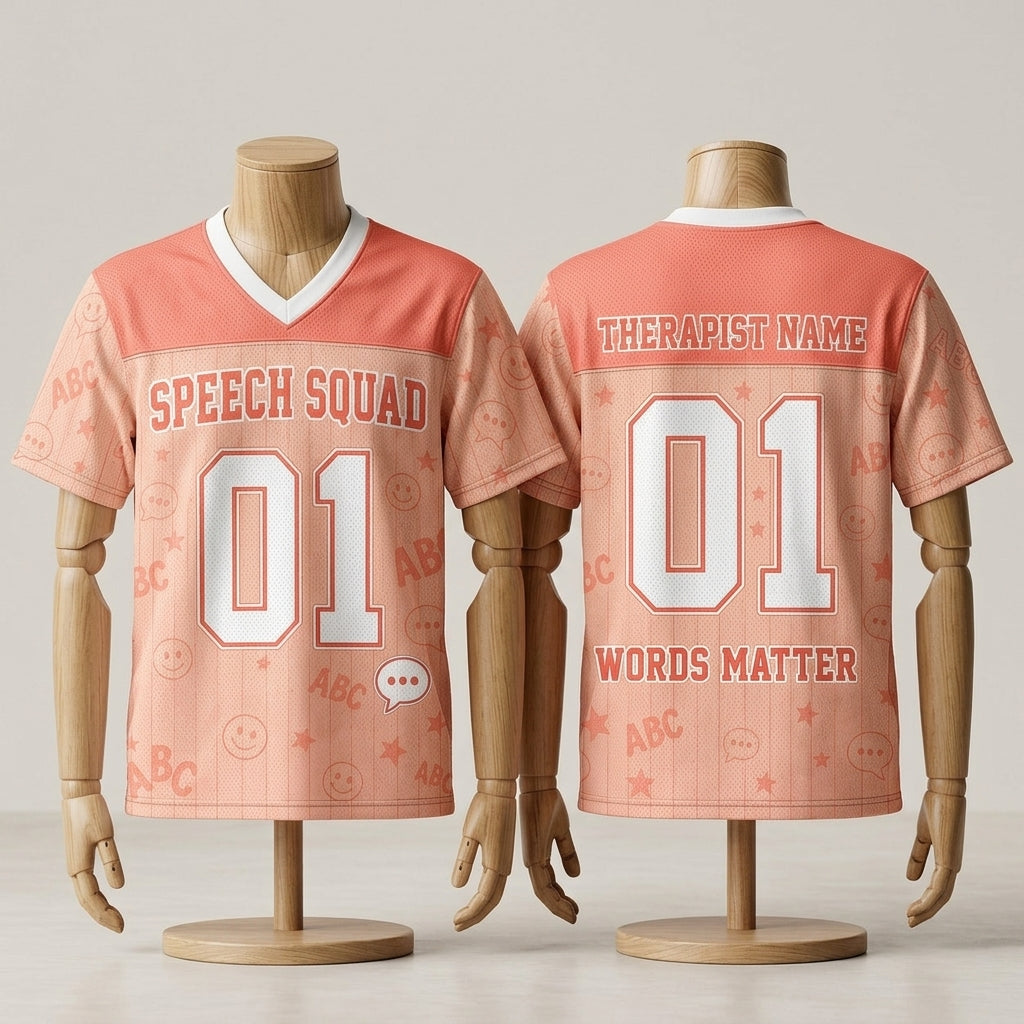 Personalized Speech Squad Mesh Football Jersey - Custom Name Speech Therapist SLP Gift Athletic Shirt
