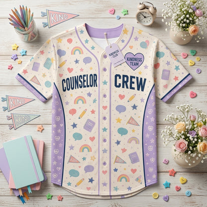 Personalized Counselor Crew Baseball Jersey - Custom Name and Number Kindness MVP Teacher and Staff Shirt