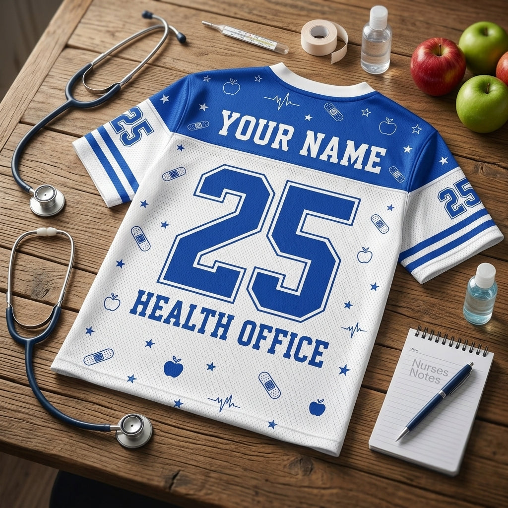 Personalized School Nurse Mesh Football Jersey - Custom Name Health Office Healthcare Hero Gift