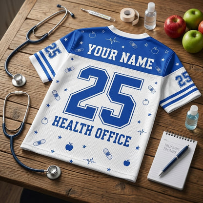 Personalized School Nurse Mesh Football Jersey - Custom Name Health Office Healthcare Hero Gift